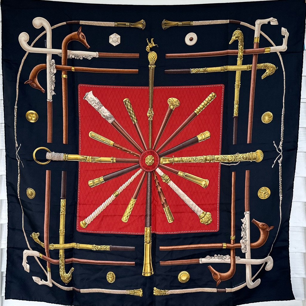 Hermes Silk Scarf Cannes  Pommeaux Use As A Shawl Or Wrap